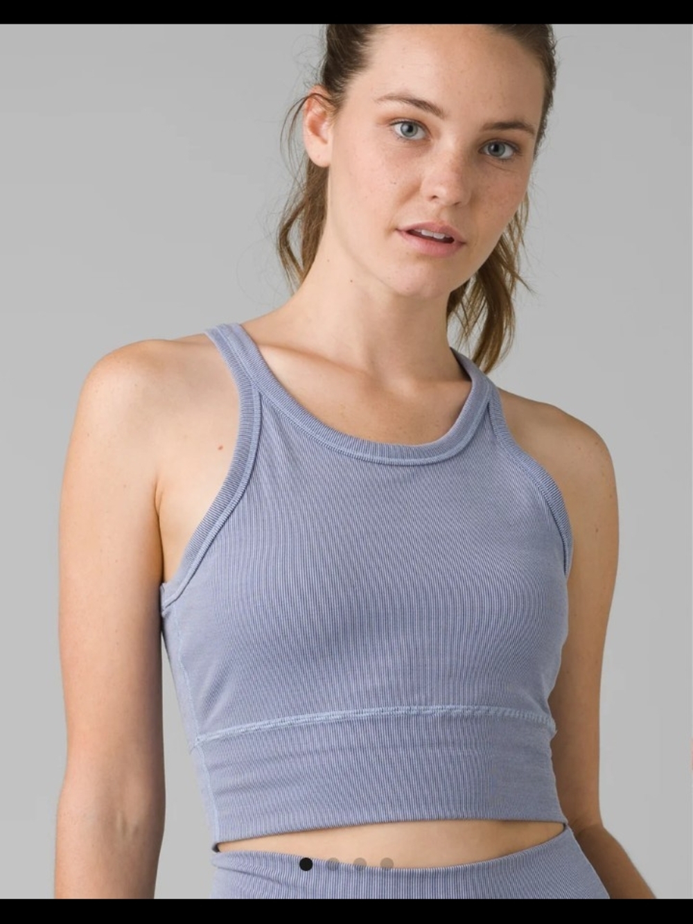 Prana Ribbed Cropped Tank‎ in Dusty Lavender Blue